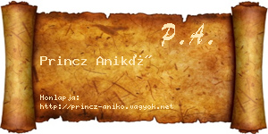 Princz Anikó névjegykártya